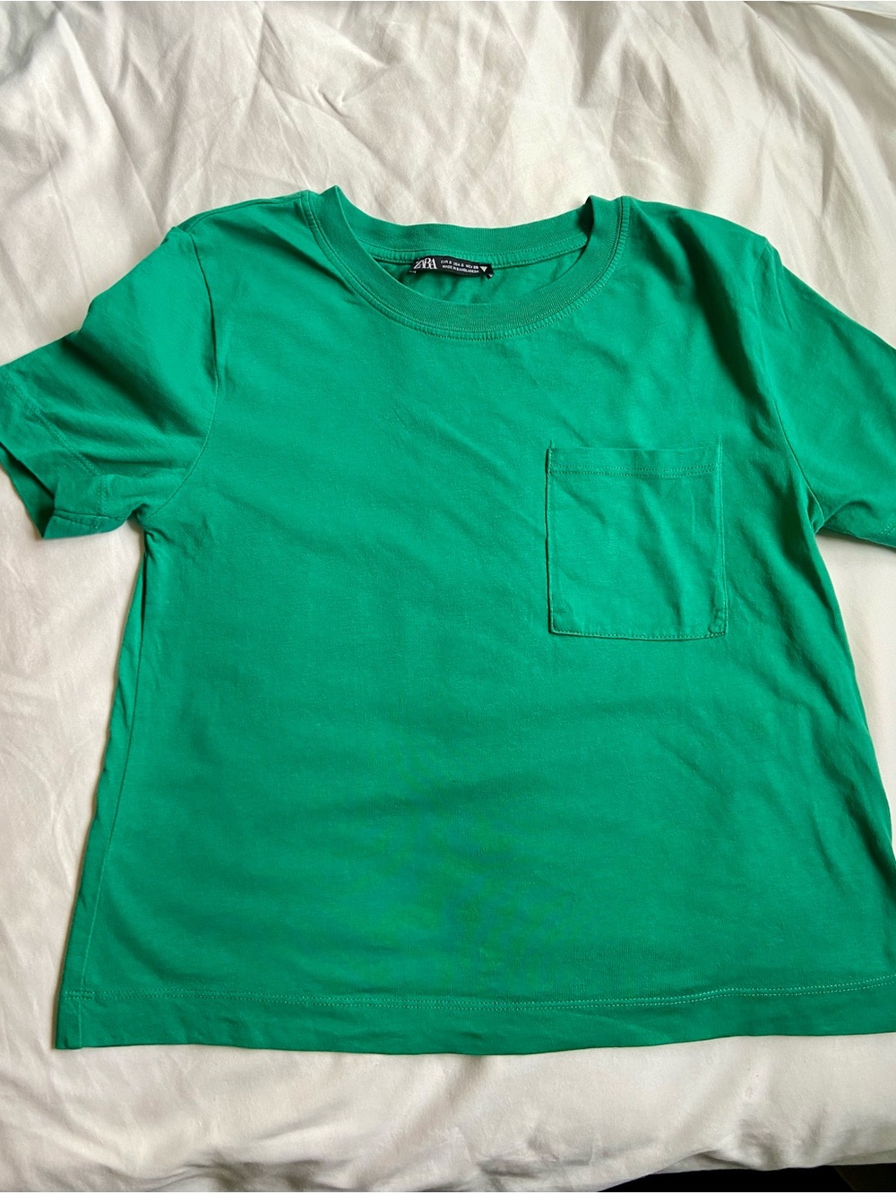 Zara Bright Green Pocket Crop Tee